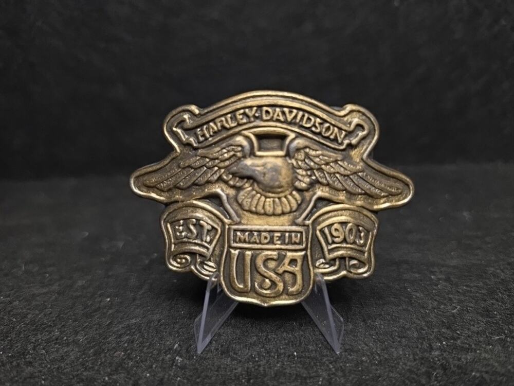 Vintage Harley Davidson Belt Buckle Made in USA Eagle Est 1903 Brass Tone